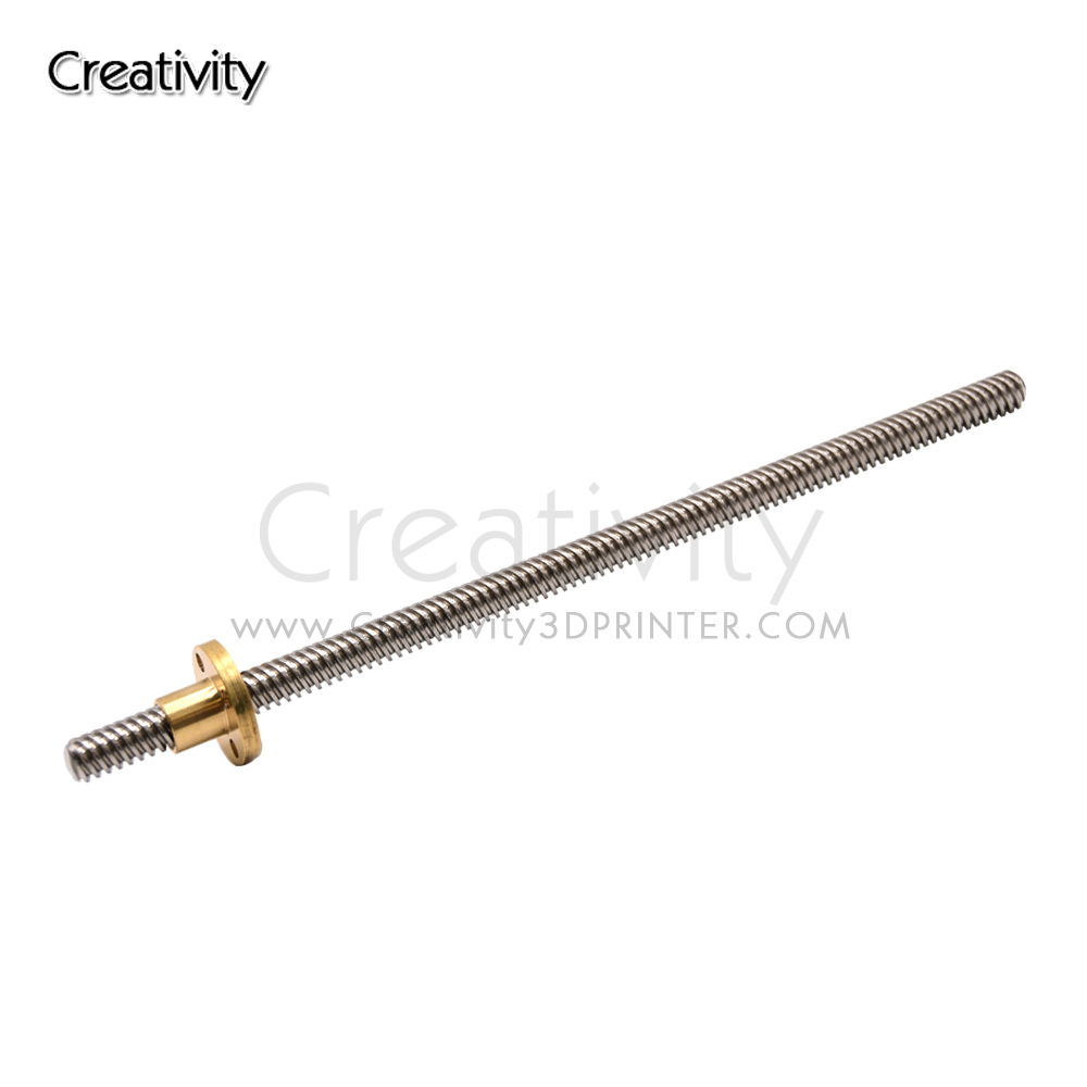 T8 Lead Screw OD 8mm Pitch 2mm Lead 8mm 150mm 200mm 250mm 300mm 330mm 350mm 400mm 500mm With